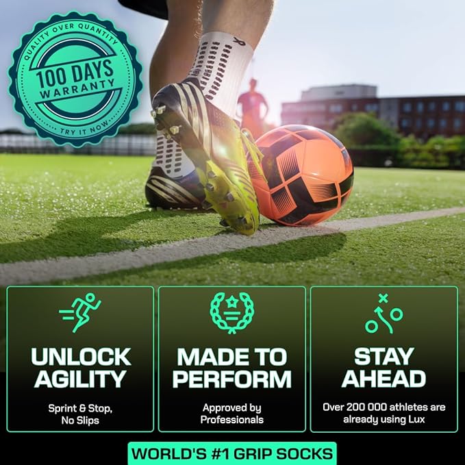 Lux Soccer Grip - Calf Sock - White