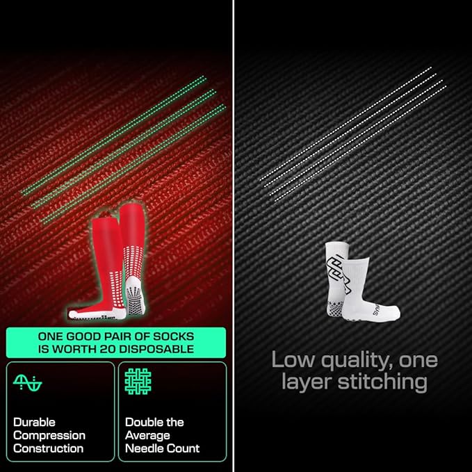 Lux Soccer Grip - Knee Sock - Red