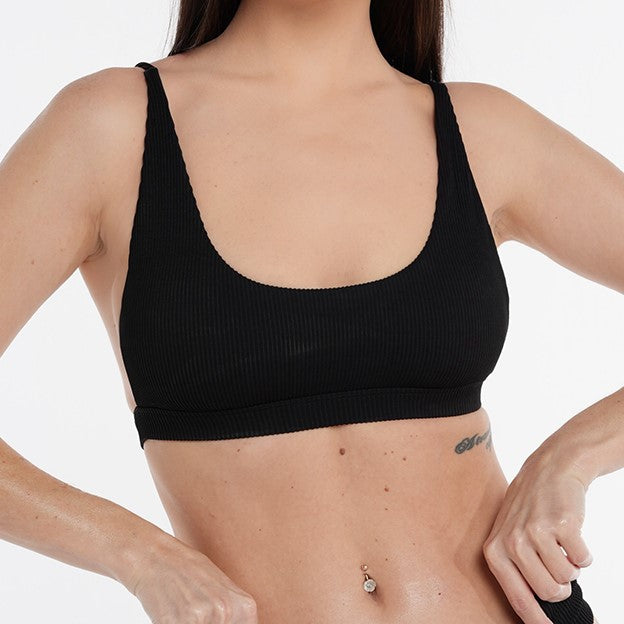 Crete Collection - Ribbed Bikini Top - Black