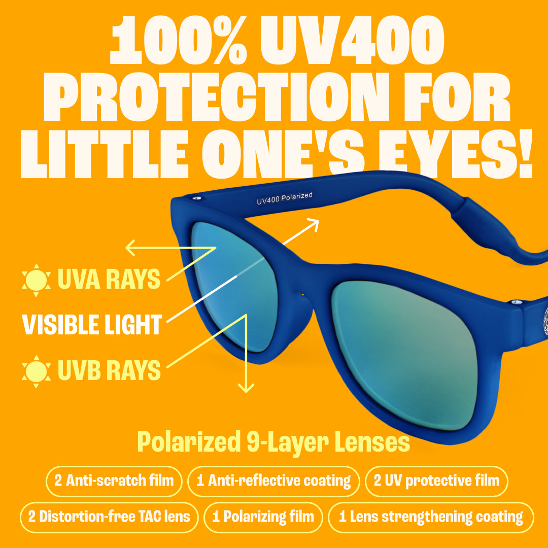 Baby Sunnies - Navy Blue Flexible Polarized Baby Sunglasses with Strap 0-24 Months