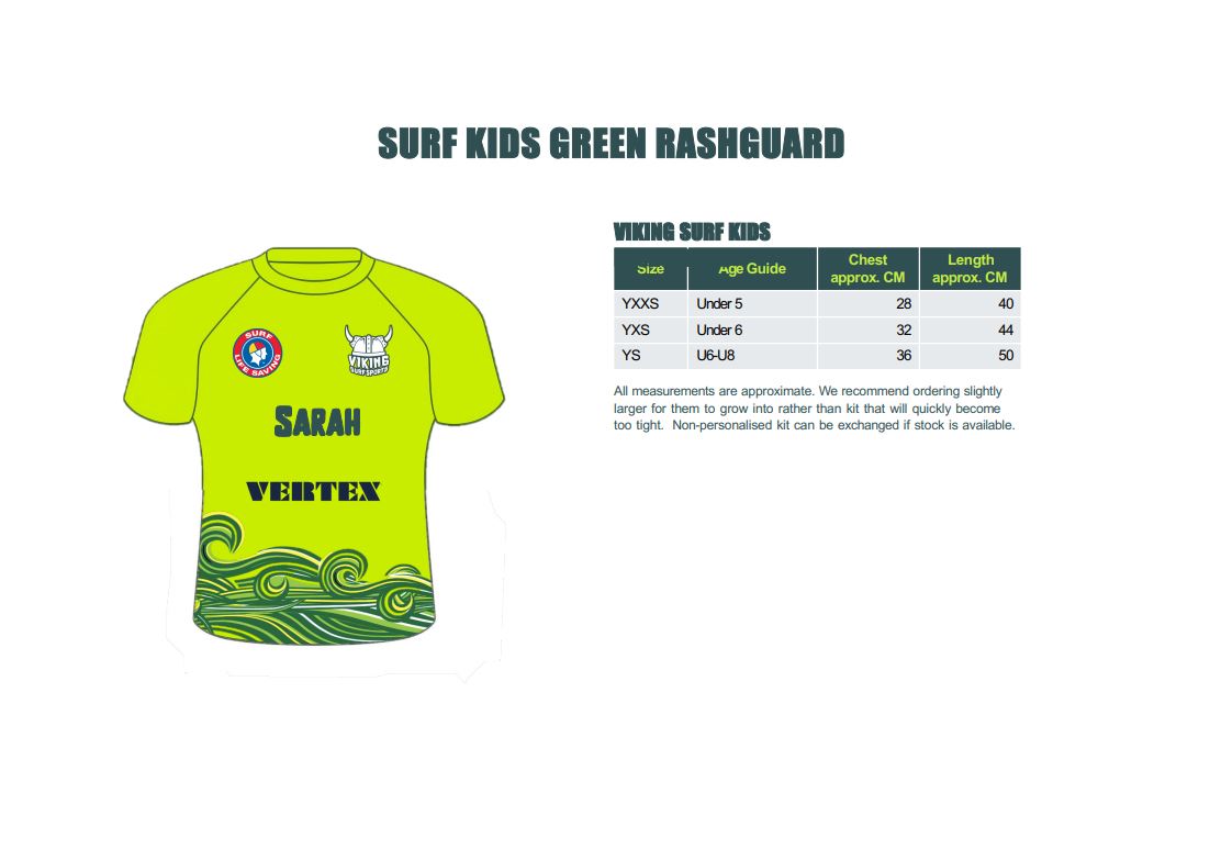 Vikings Surf Kids Green Rashguard