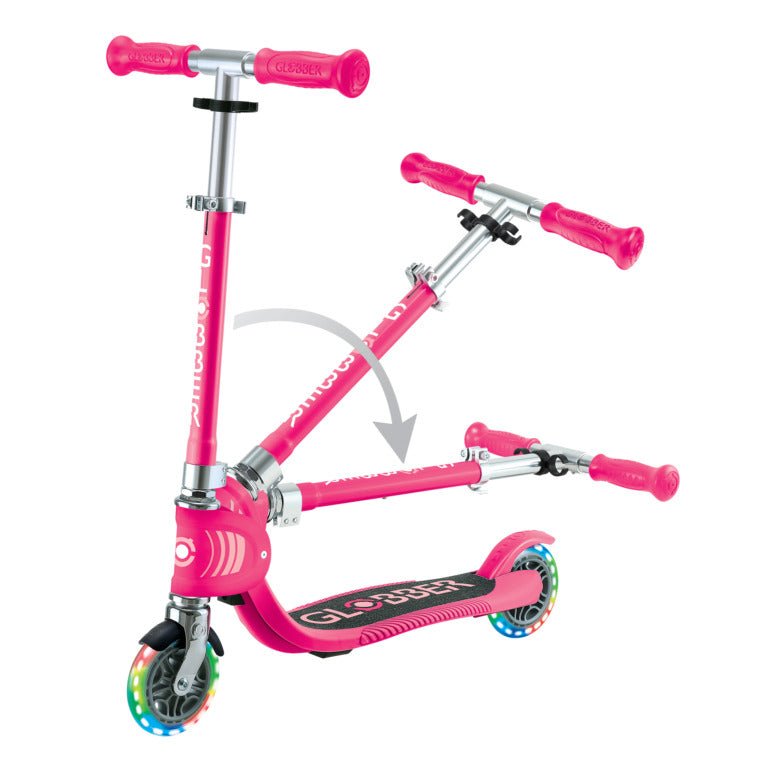 GLOBBER FLOW FOLDABLE JUNIOR LIGHTS - FUCHSIA - Riding Scooters - Dawson Sports