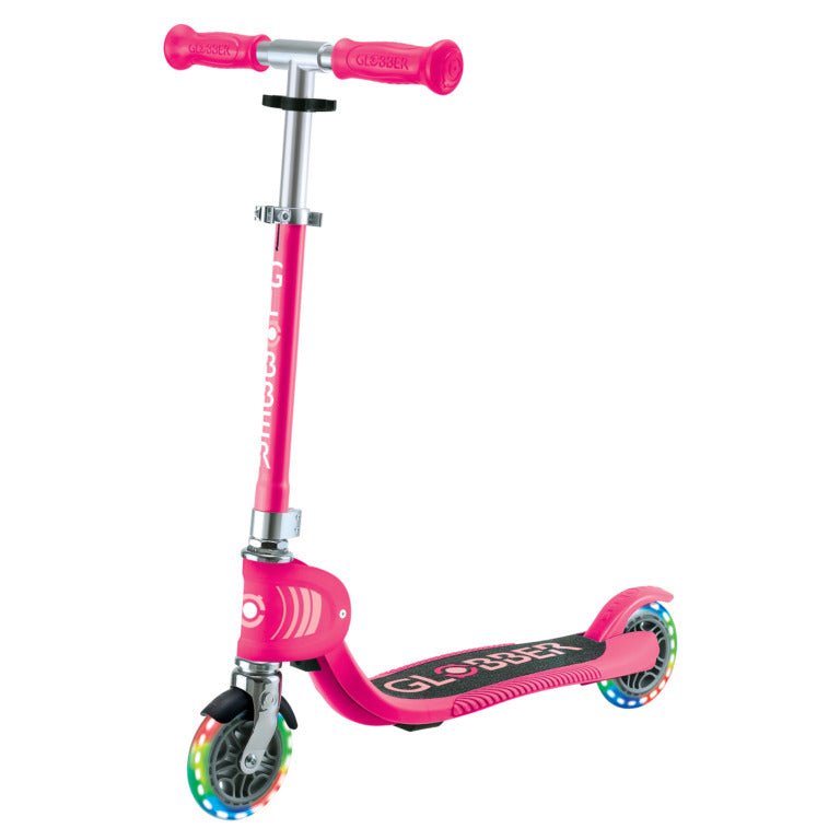 GLOBBER FLOW FOLDABLE JUNIOR LIGHTS - FUCHSIA - Riding Scooters - Dawson Sports