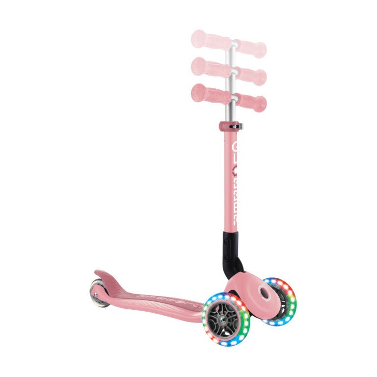 GLOBBER JUNIOR FOLDABLE LIGHTS SCOOTER - PASTEL PINK - Riding Scooters - Dawson Sports