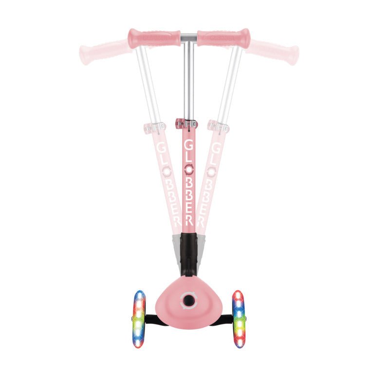 GLOBBER JUNIOR FOLDABLE LIGHTS SCOOTER - PASTEL PINK - Riding Scooters - Dawson Sports