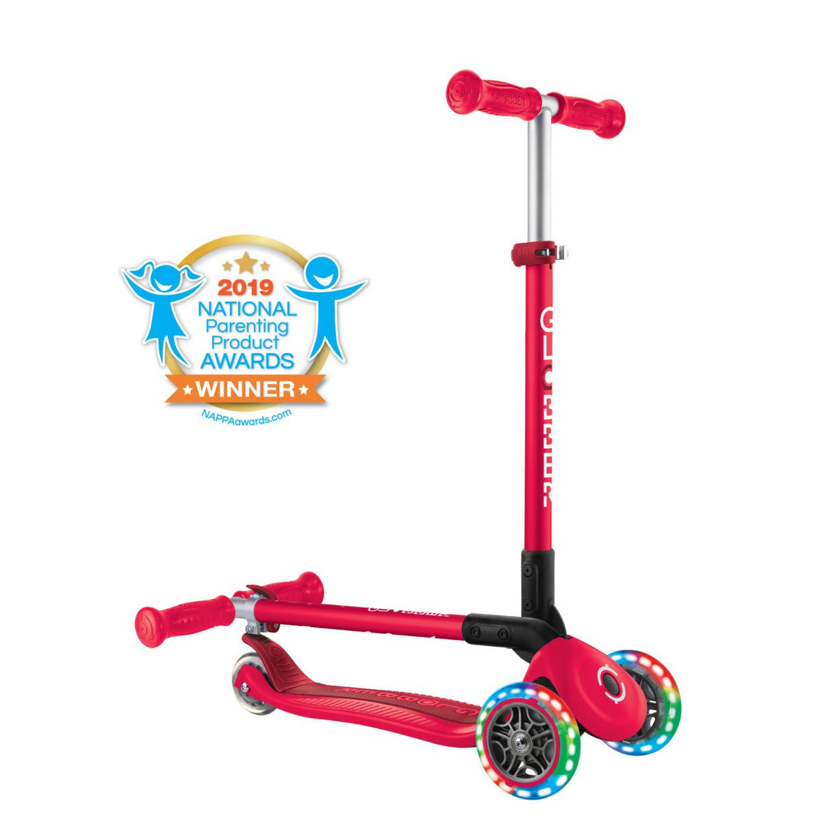 GLOBBER PRIMO FOLDABLE LIGHTS - RED - Riding Scooters - Dawson Sports