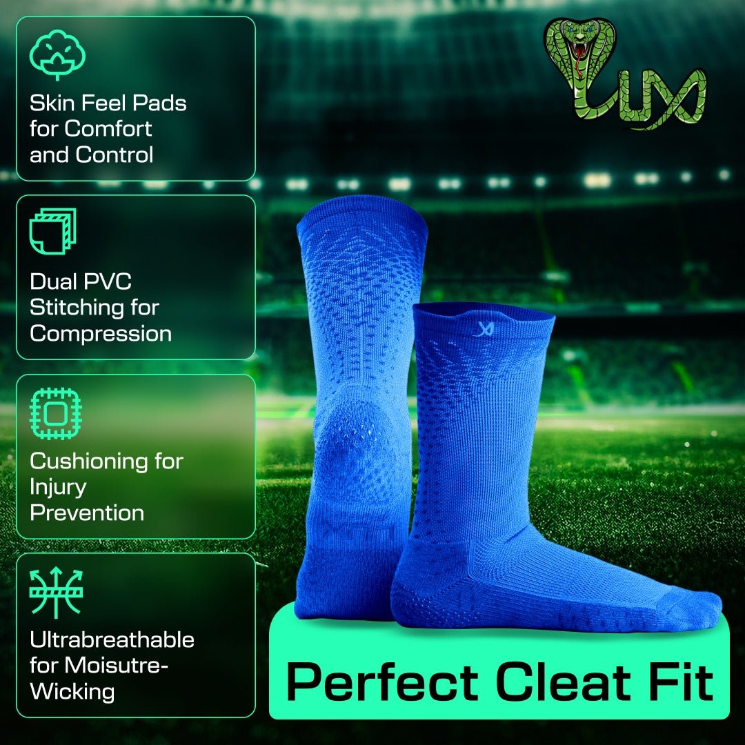 Lux Pro Cleat Performance Grip - Calf Sock - Blue - Socks - Dawson Sports