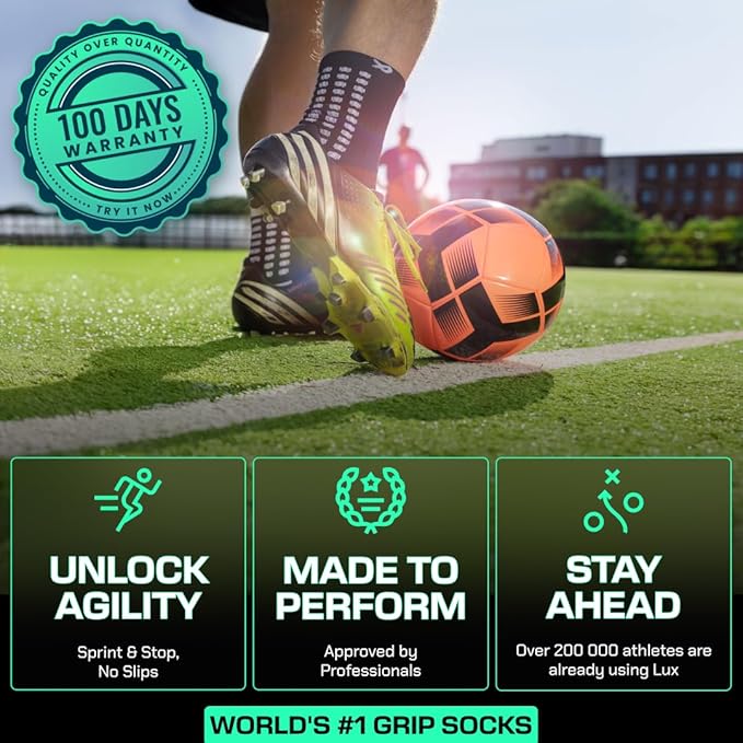 Lux Soccer Grip - Calf Sock - Black - Socks - Dawson Sports