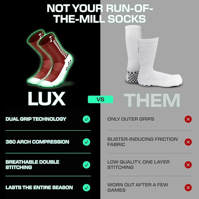 Lux Soccer Grip - Calf Sock - Red - Socks - Dawson Sports