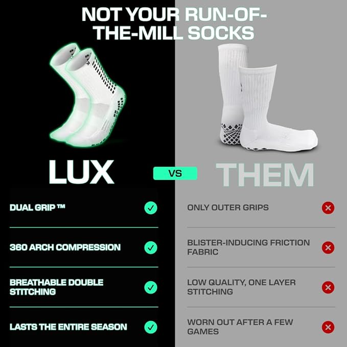 Lux Soccer Grip - Calf Sock - White - Socks - Dawson Sports