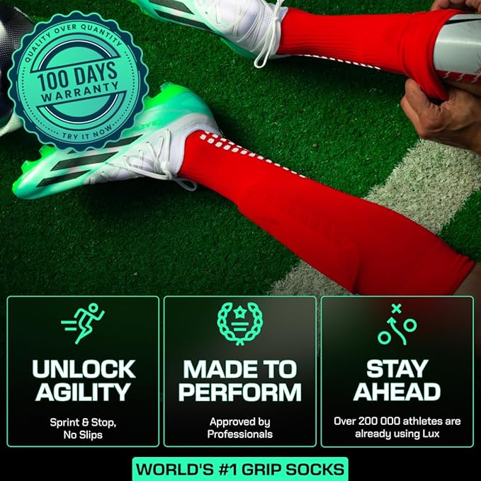 Lux Soccer Grip - Knee Sock - Red - Socks - Dawson Sports