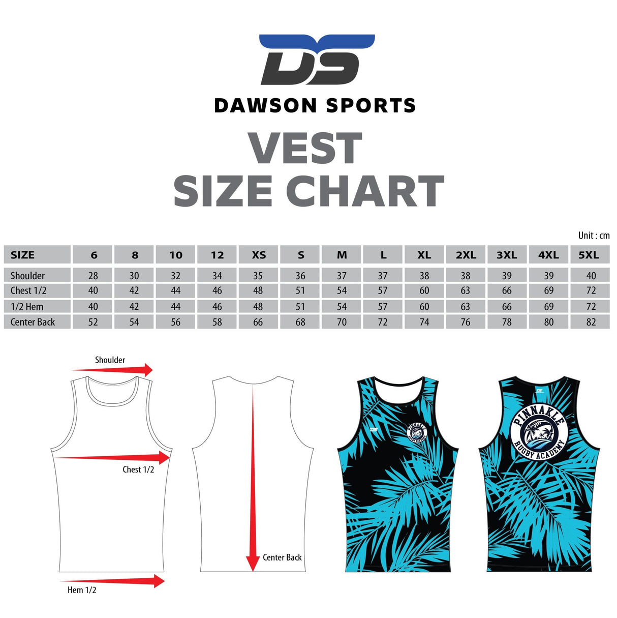Pinnakle Rugby Academy - Singlet - Rugby Kit - Dawson Sports
