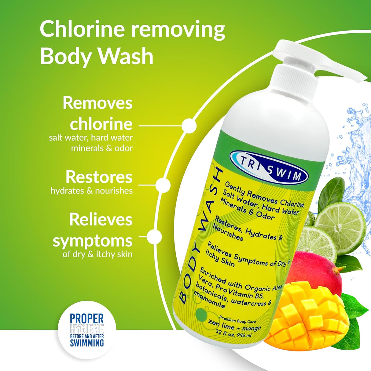 TRISWIM - BODY WASH (Lime & Mango) 946ml - Body Wash - Dawson Sports