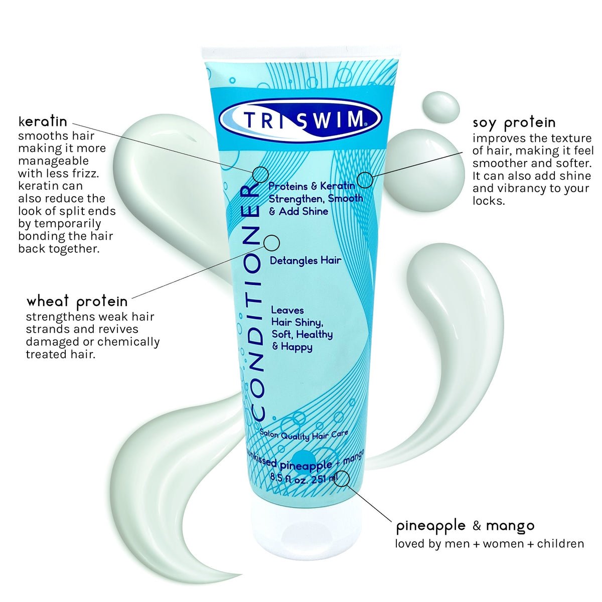 TRISWIM - CONDITIONER (Pineapple & Mango) 251ml - Hair Care - Dawson Sports