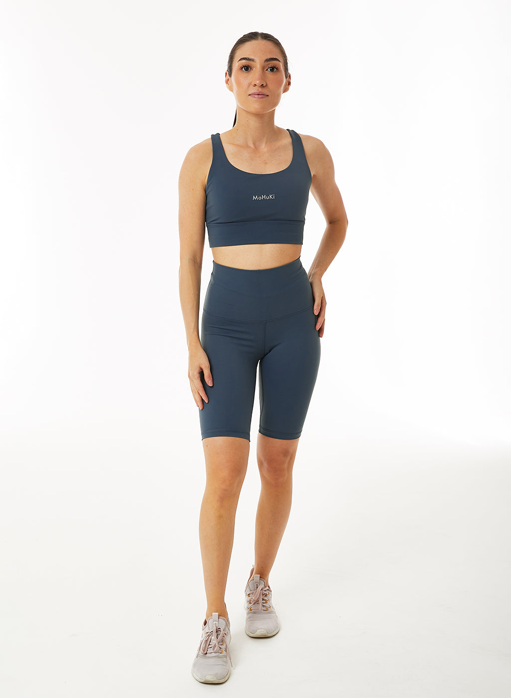 Billie Biker High Waist Short - Grey Blue