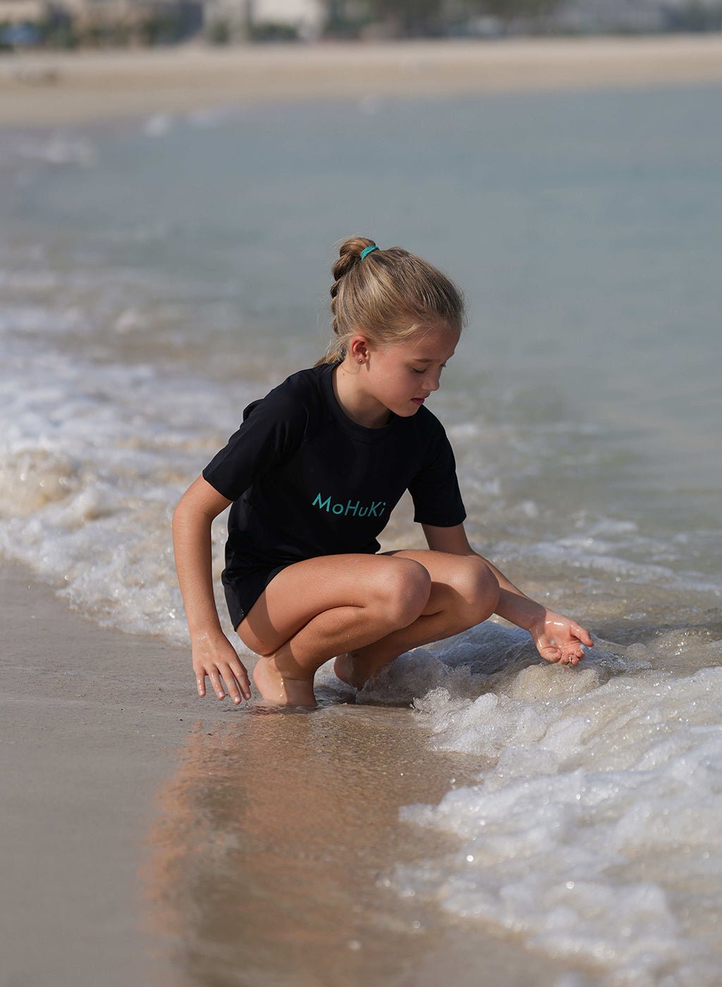 Kids Rashguard Sun Protectant T-Shirt - Black/Blue - Swimming - Dawson Sports