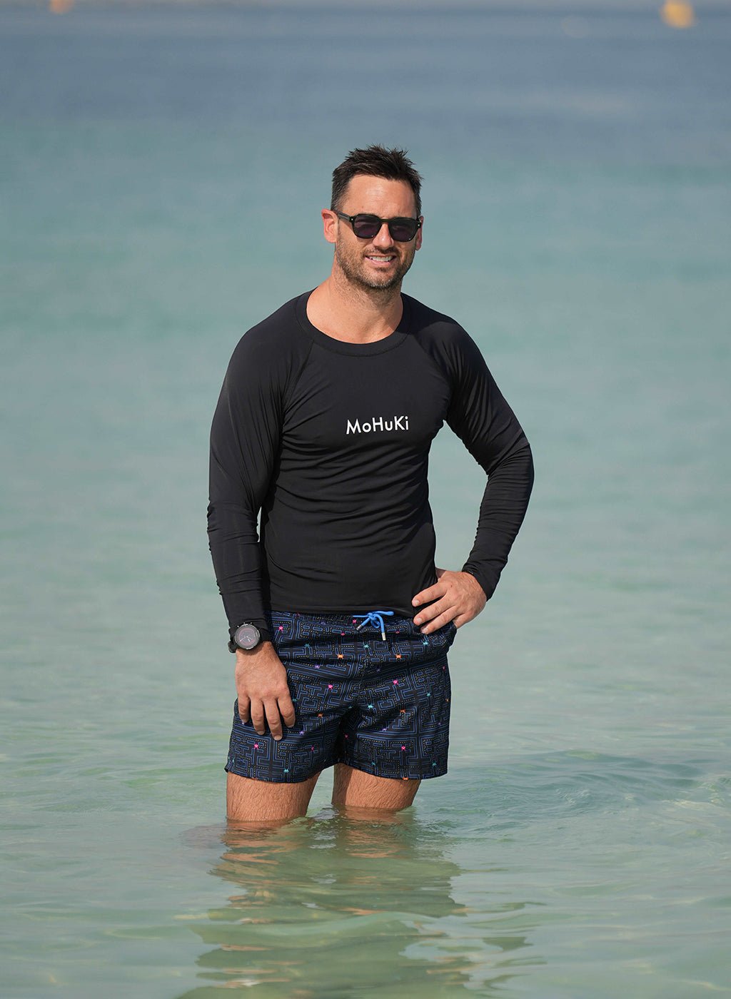 Mens Rashguard Sun Protectant Long Sleeve – Black - Swimming - Dawson Sports