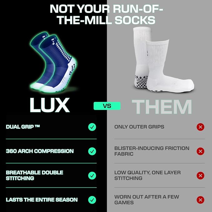 Lux Soccer Grip - Calf Sock - Blue