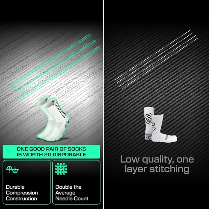 Lux Soccer Grip - Calf Sock - White