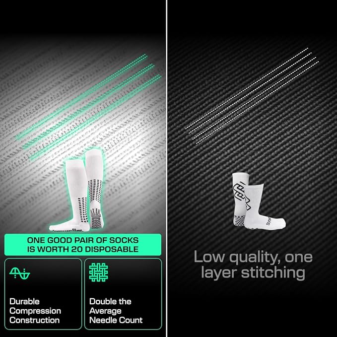 Lux Soccer Grip - Knee Sock - White