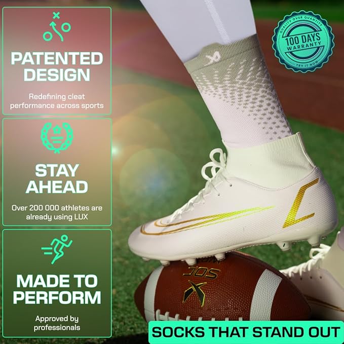 Lux Pro Cleat Performance Grip - Calf Sock - White