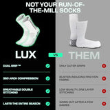 Lux Soccer Grip - Calf Sock - White