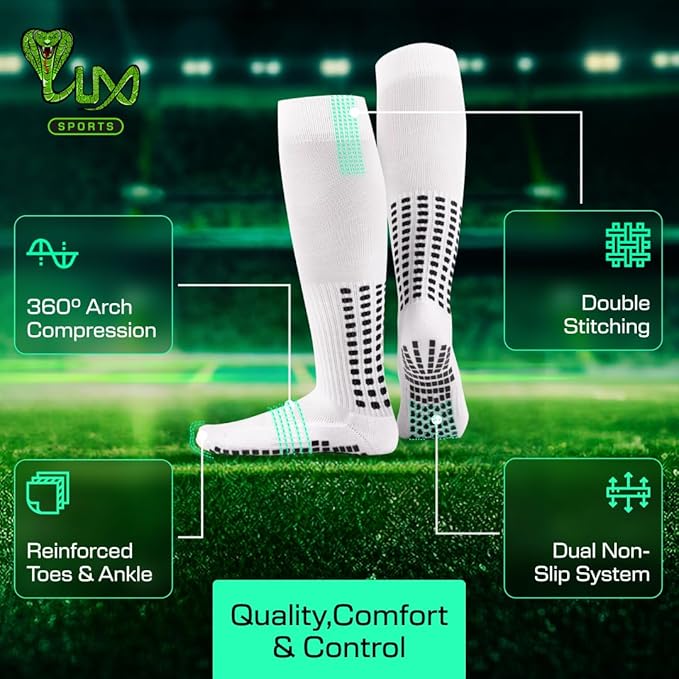 Lux Soccer Grip - Knee Sock - White