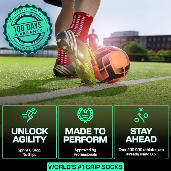 Lux Soccer Grip - Calf Sock - Red