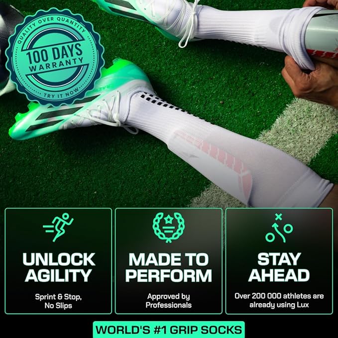 Lux Soccer Grip - Knee Sock - White
