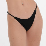 Crete Collection - Ribbed High Waist Bikini Bottoms - Black
