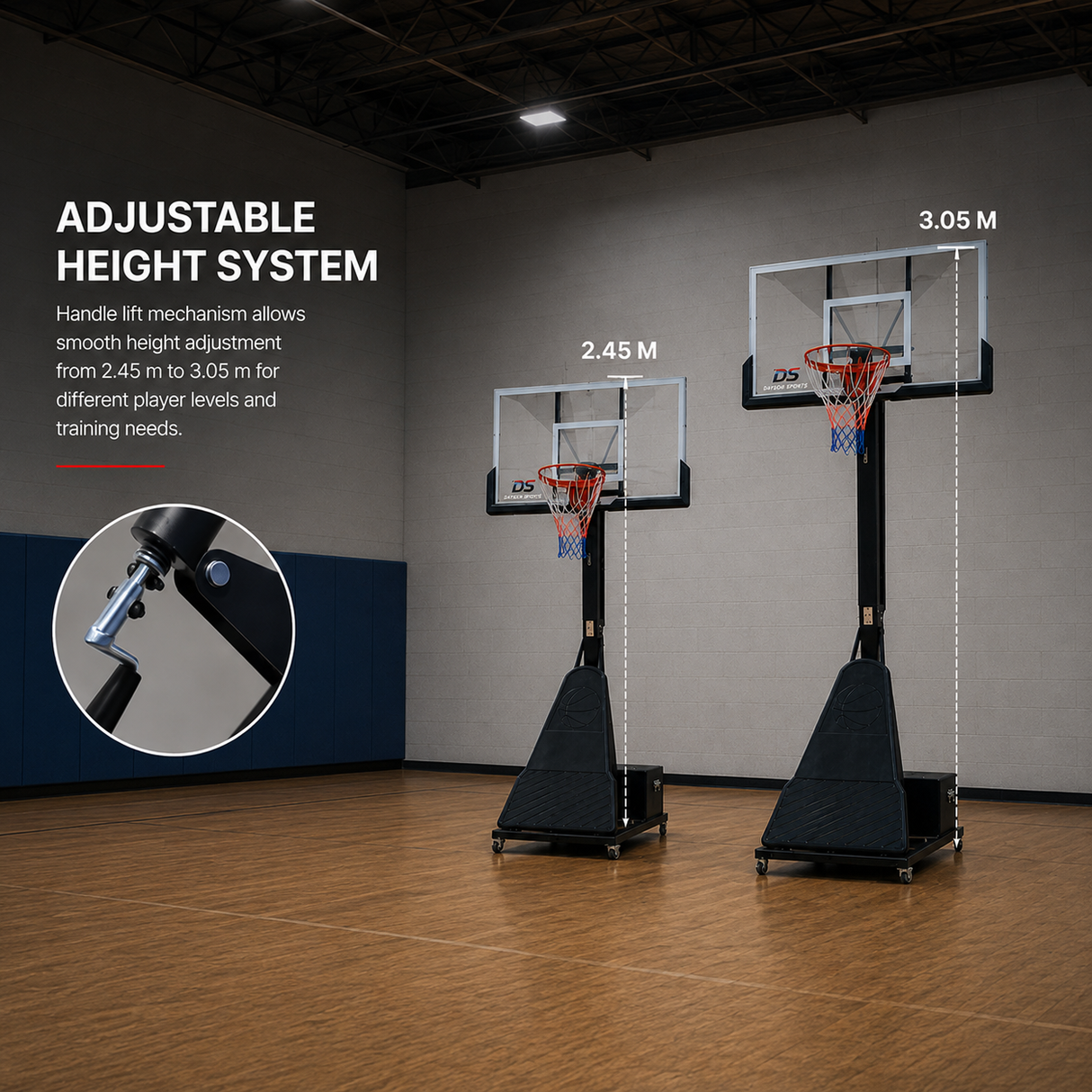 Tempered Glass Portable Basketball System