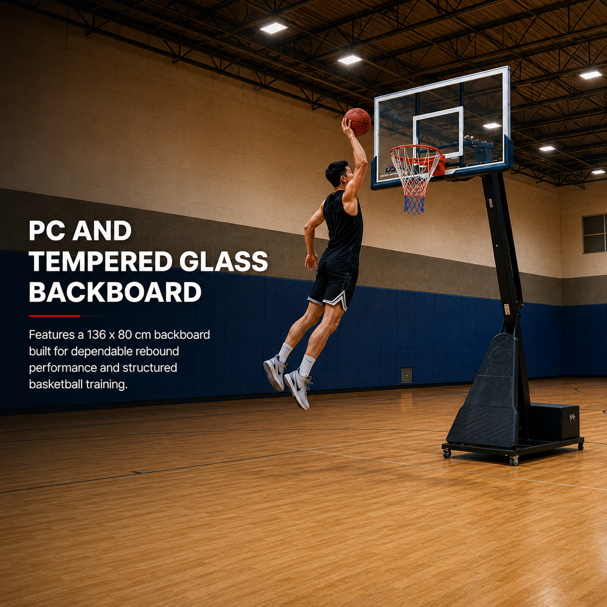 Tempered Glass Portable Basketball System