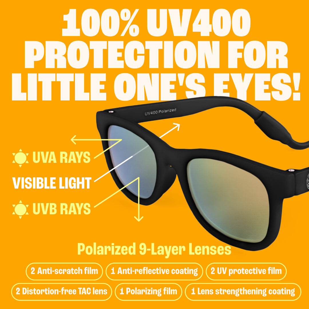 Baby Sunnies - Black Flexible Polarized Baby Sunglasses with Strap 0-24 Months