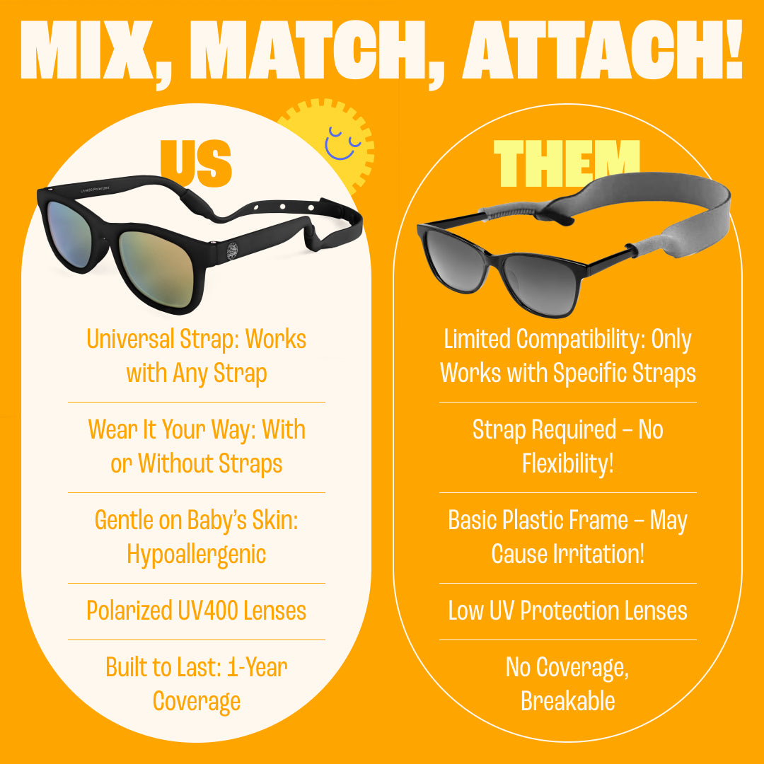 Baby Sunnies - Black Flexible Polarized Baby Sunglasses with Strap 0-24 Months