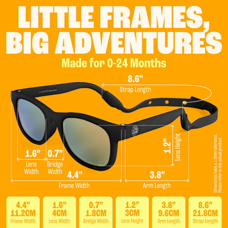 Baby Sunnies - Black Flexible Polarized Baby Sunglasses with Strap 0-24 Months