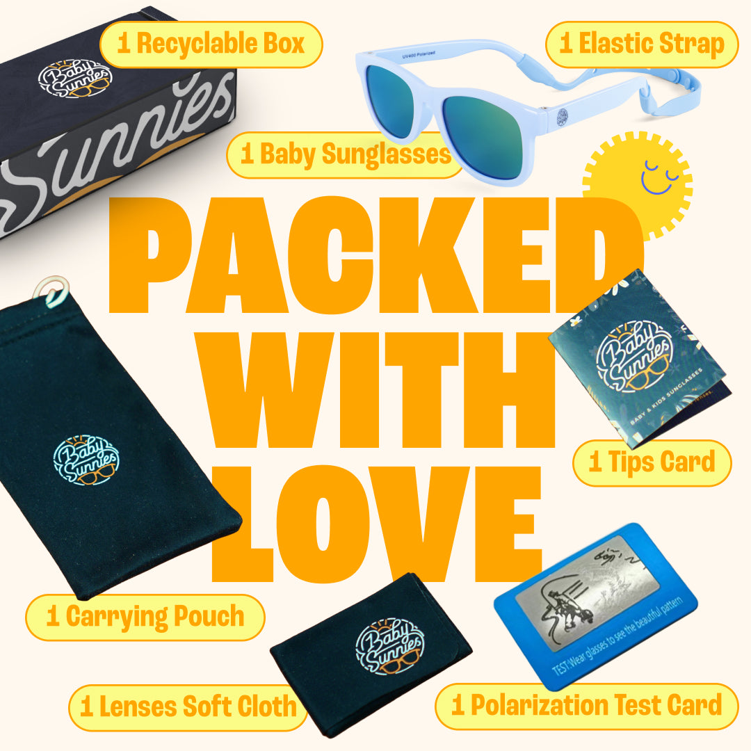 Baby Sunnies - Sky Blue Flexible Polarized Baby Sunglasses with Strap 0-24 Months