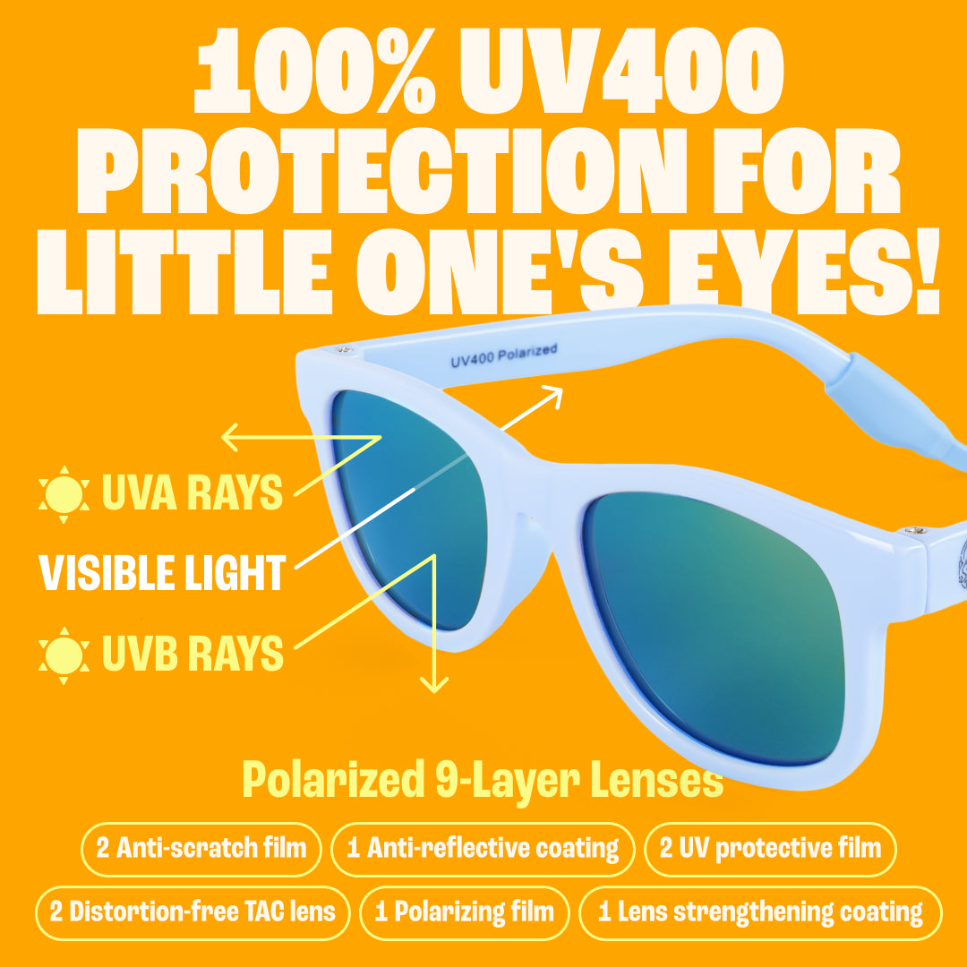 Baby Sunnies - Sky Blue Flexible Polarized Baby Sunglasses with Strap 0-24 Months