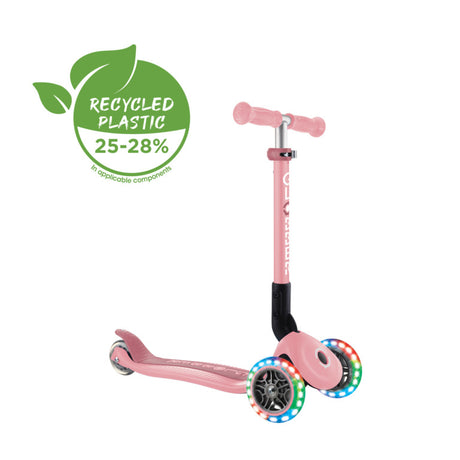 GLOBBER JUNIOR FOLDABLE LIGHTS SCOOTER - PASTEL PINK
