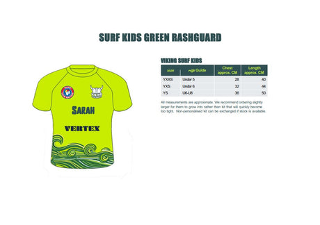 Vikings Surf Kids Green Rashguard
