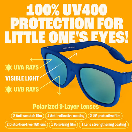 Baby Sunnies - Navy Blue Flexible Polarized Baby Sunglasses with Strap 0 - 24 Months - Sunglasses - Dawson Sports