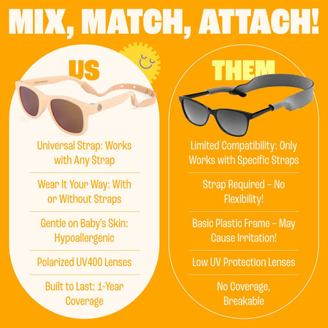 Baby Sunnies - Peach Flexible Polarized Baby Sunglasses with Strap 0 - 24 Months - Sunglasses - Dawson Sports