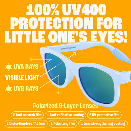 Baby Sunnies - Sky Blue Flexible Polarized Baby Sunglasses with Strap 0 - 24 Months - Sunglasses - Dawson Sports