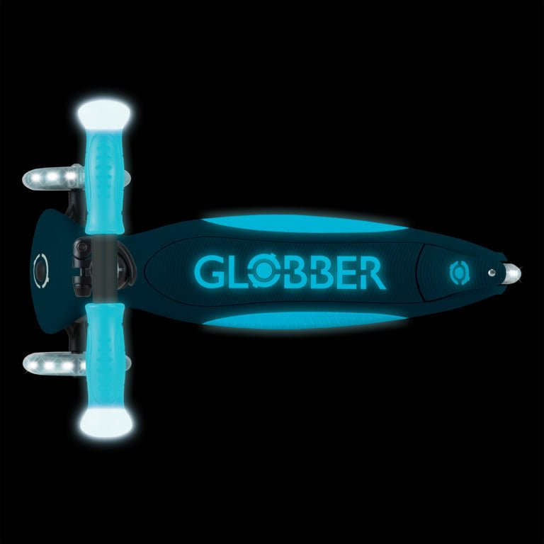 GLOBBER ELITE LIGHTS GLOW SCOOTER - PATROL BLUE - Riding Scooters - Dawson Sports