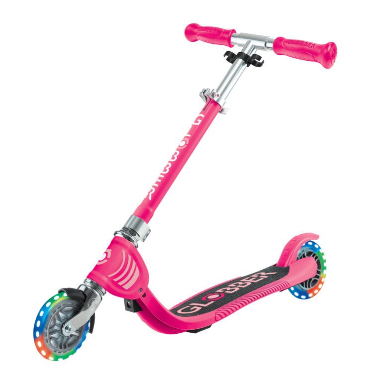 GLOBBER FLOW FOLDABLE JUNIOR LIGHTS - FUCHSIA - Riding Scooters - Dawson Sports