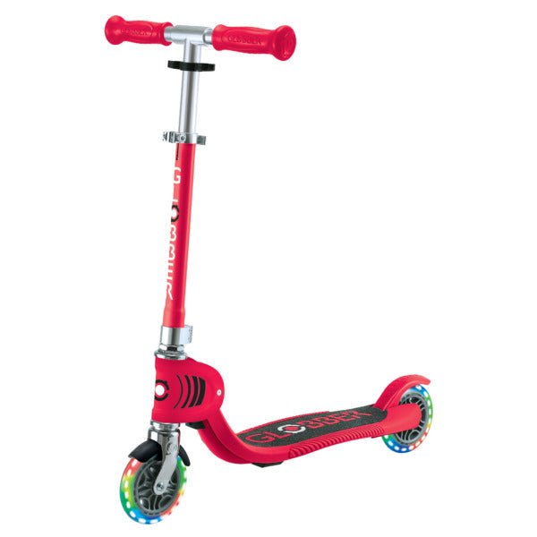 GLOBBER FLOW FOLDABLE JUNIOR LIGHTS - RED - Riding Scooters - Dawson Sports