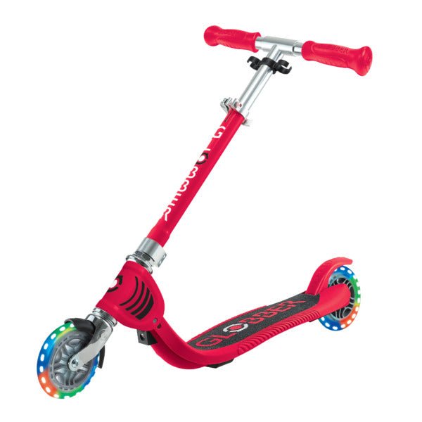 GLOBBER FLOW FOLDABLE JUNIOR LIGHTS - RED - Riding Scooters - Dawson Sports