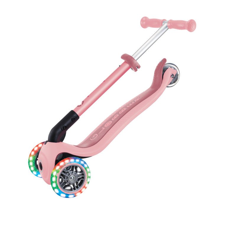 GLOBBER JUNIOR FOLDABLE LIGHTS SCOOTER - PASTEL PINK - Riding Scooters - Dawson Sports