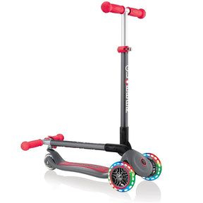 GLOBBER PRIMO FOLDABLE LIGHTS SCOOTER - RED/GREY - Riding Scooters - Dawson Sports