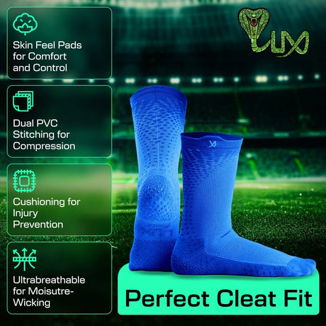 Lux Pro Cleat Performance Grip - Calf Sock - Blue - Socks - Dawson Sports