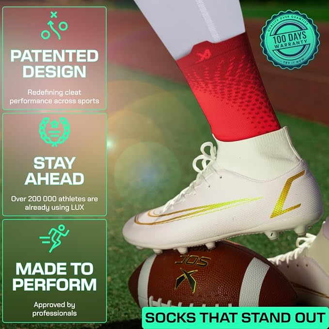 Lux Pro Cleat Performance Grip - Calf Sock - Red - Socks - Dawson Sports